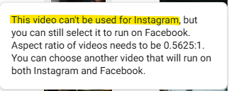 Meta Adsmanager melding aspectratio horizontale video