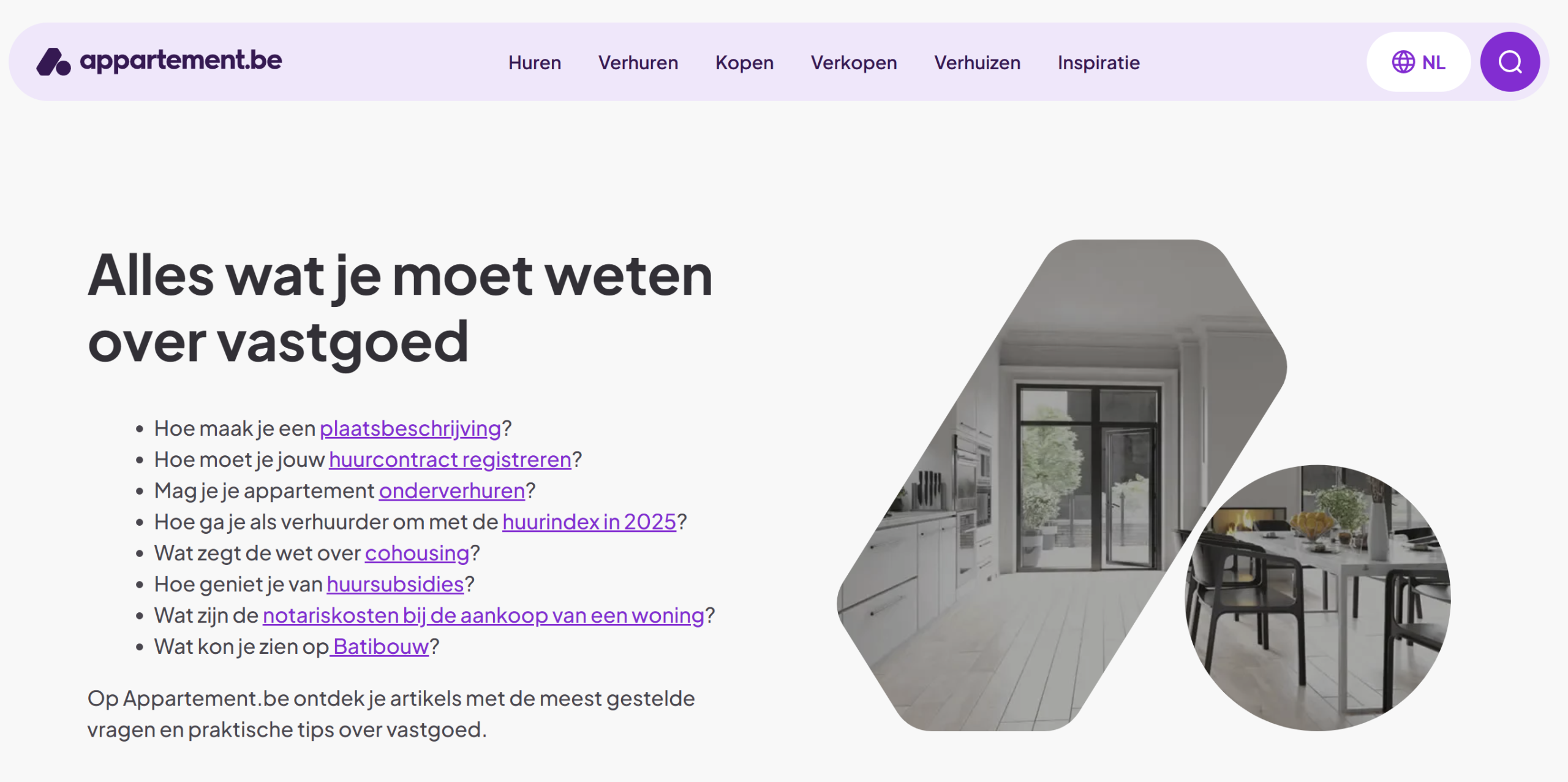 appartement.be screenshot